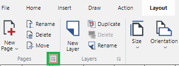 Launcher Button in the Pages Panel on the View Layout tab