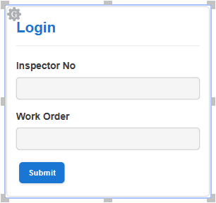 A login gadget with the Inspector No label of the User ID field