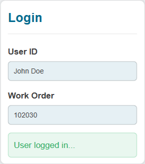 A login gadget with the User logged in label