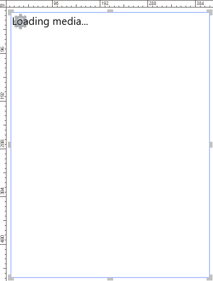 A new blank image gallery gadget displaying the Loading media message while uploading images