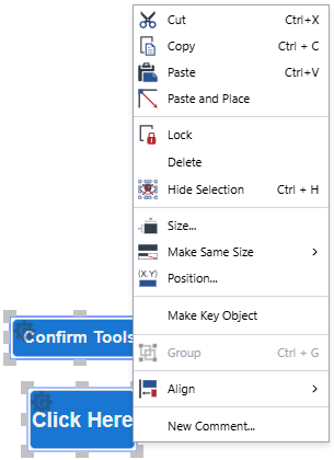 No gadget commands in the context-sensitive menu when multiple gadgets are selected