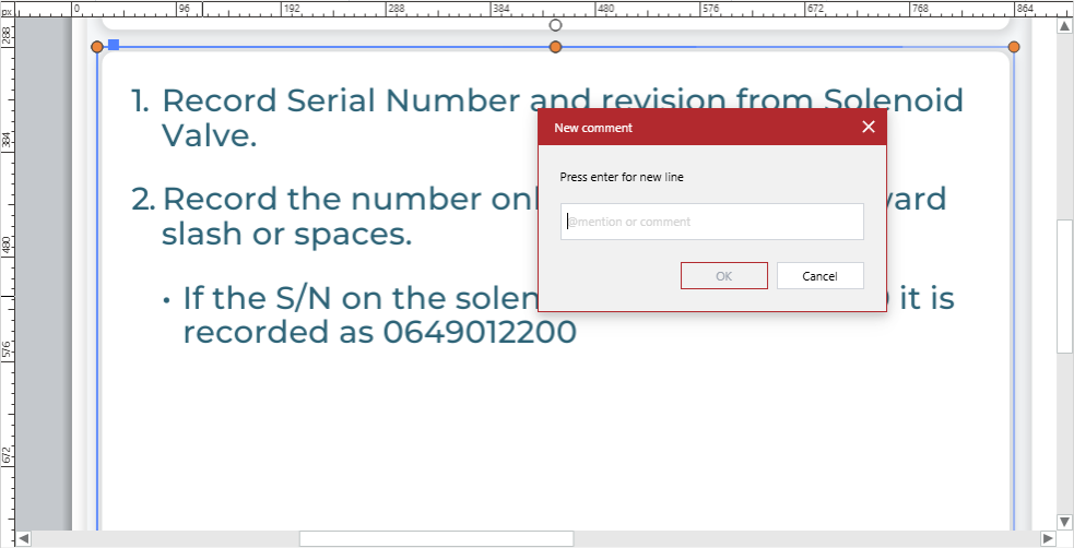 Putting a new comment on a text object