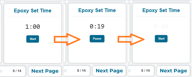 Running Epoxy Set Time countdown timer