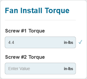 A save indicator for the Screw #1 Torque data capture field of the Fan Install Torque data capture gadget in the Canvas Envision Viewer