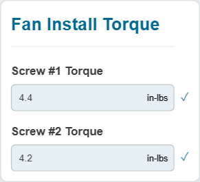 A save indicator for corrected data in the Screw #2 Torque data capture field of the Fan Install Torque data capture gadget in the Canvas Envision Viewer