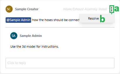 Selecting the Resolve command from the comment thread menu