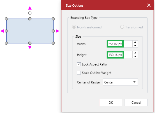 Two Decimal Places in the Size Options Pop-up Dialog
