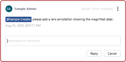An unresolved comment thread without replies and with active reply box and Reply and Cancel buttons