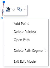 Vector-path-editing working area menu