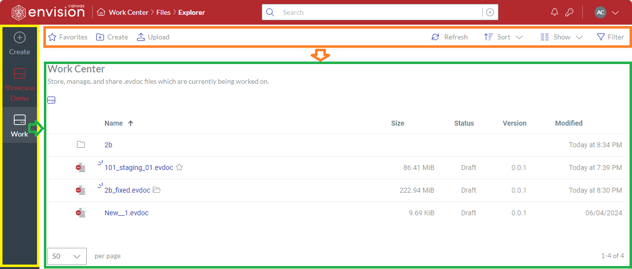 Work Center Page
