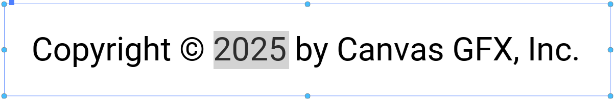 The year text variable value is converted into the 2025 text