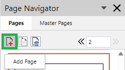 Add Page Button on the Page Navigator Toolbar