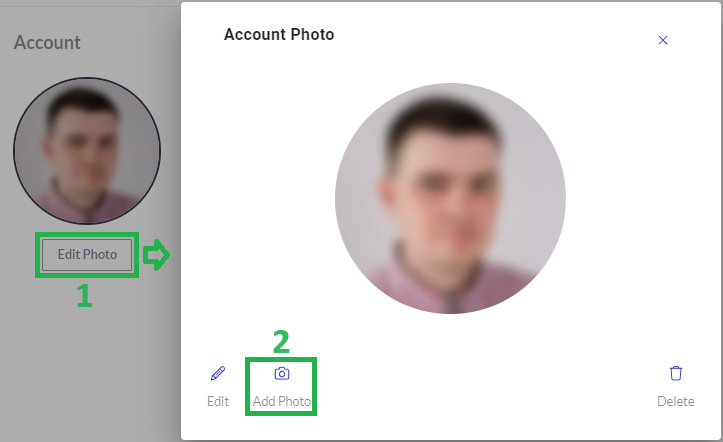 Add Photo Button in the Account Photo Dialog
