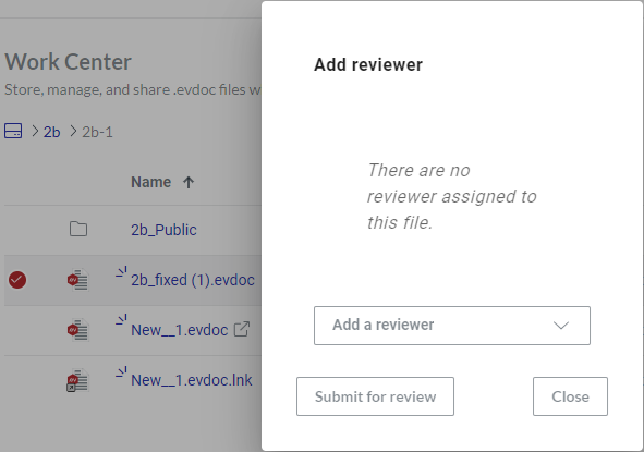 Add Reviewer Pop-up Dialog