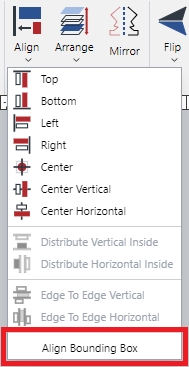 Align Bounding Box Command Off in the Align Menu in the Align Panel on the Draw Ribbon Tab