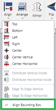 Align Bounding Box Command On in the Align Menu in the Align Panel on the Draw Ribbon Tab