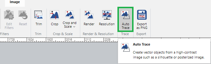 Resolution Button in the Trace Panel on the Image Ribbon Tab