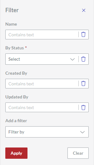 By Status Drop-down List on Filter Pane