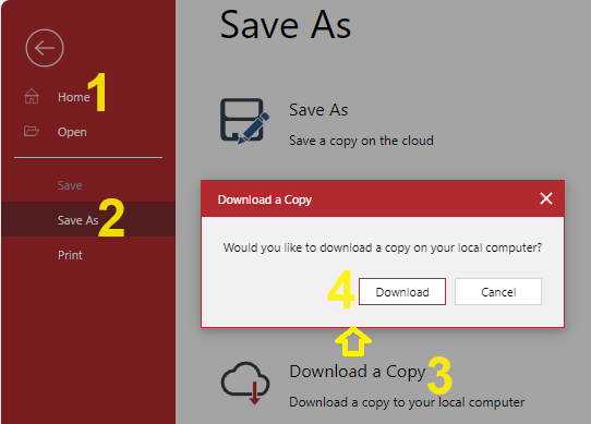 Download a Copy Pop-up Dialog