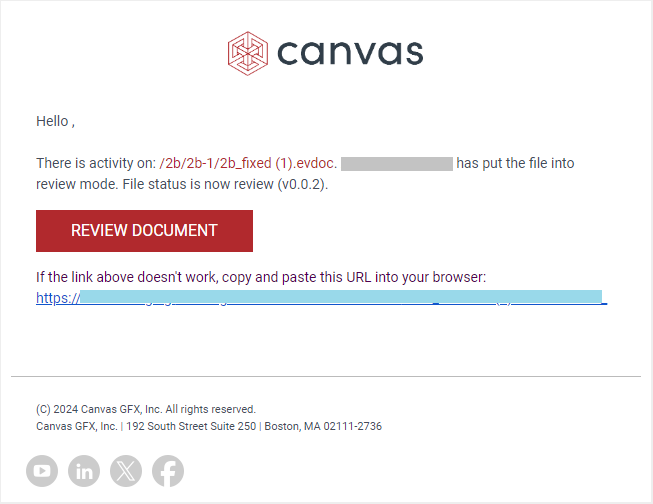 Canvas Envision Notification Email to Review the Document