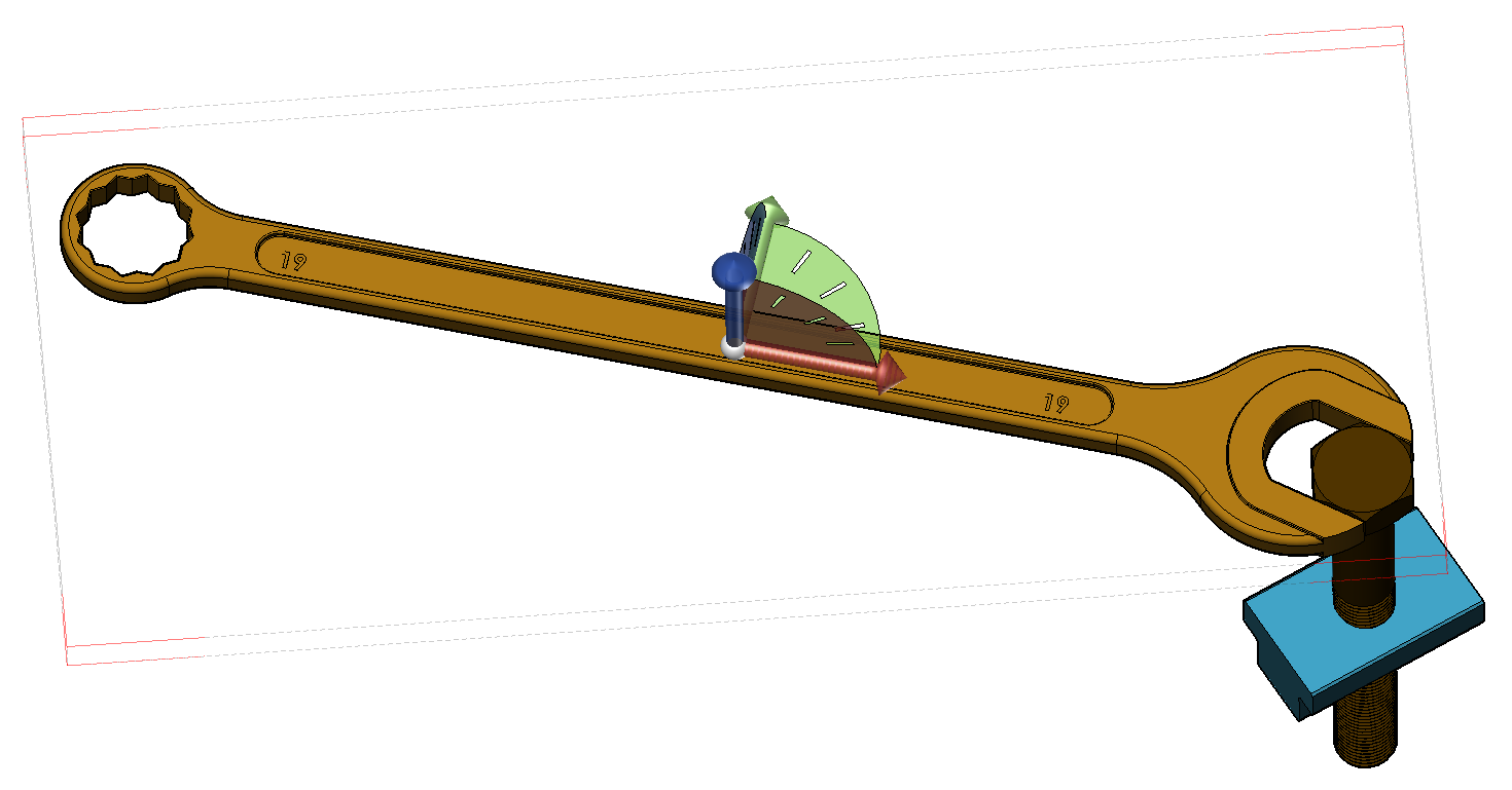 The selected part has the pivot at the center of its bounding box.