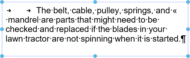 Hidden Formatting Shown in Text Object