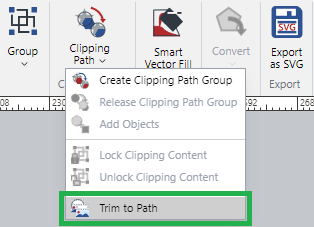 Clipping Path Menu Button in the Clipping Path Panel on the Draw Ribbon Tab