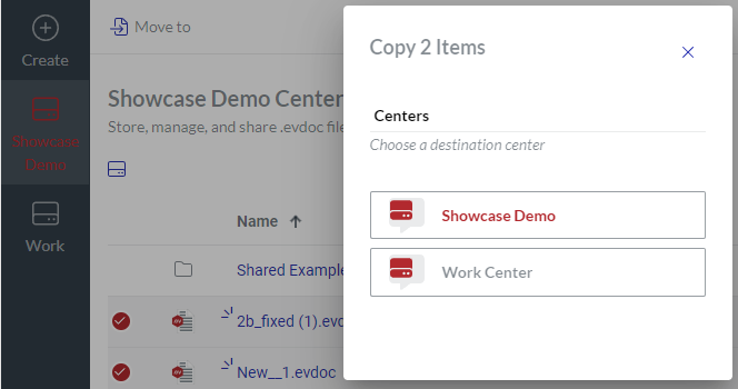 Copy 2 Items Pop-up Dialog