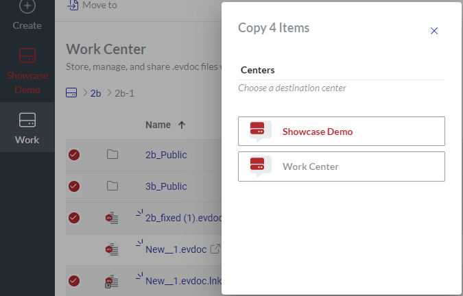 Copy 4 Items Pop-up Dialog
