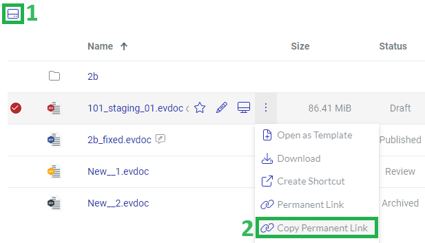 Copy Link Menu Button