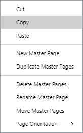 Copy Command from the Master Page Context-sensitive Menu