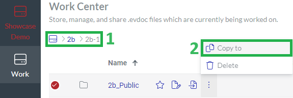 Copy to Action Menu Button For Folder