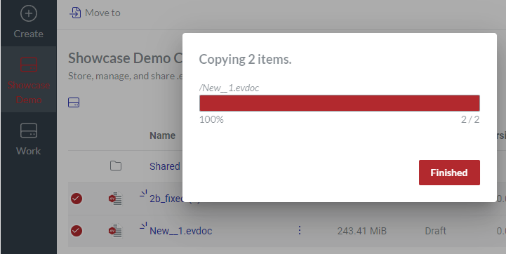 Copying Items dialog