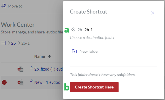 Create Shortcut Here Button