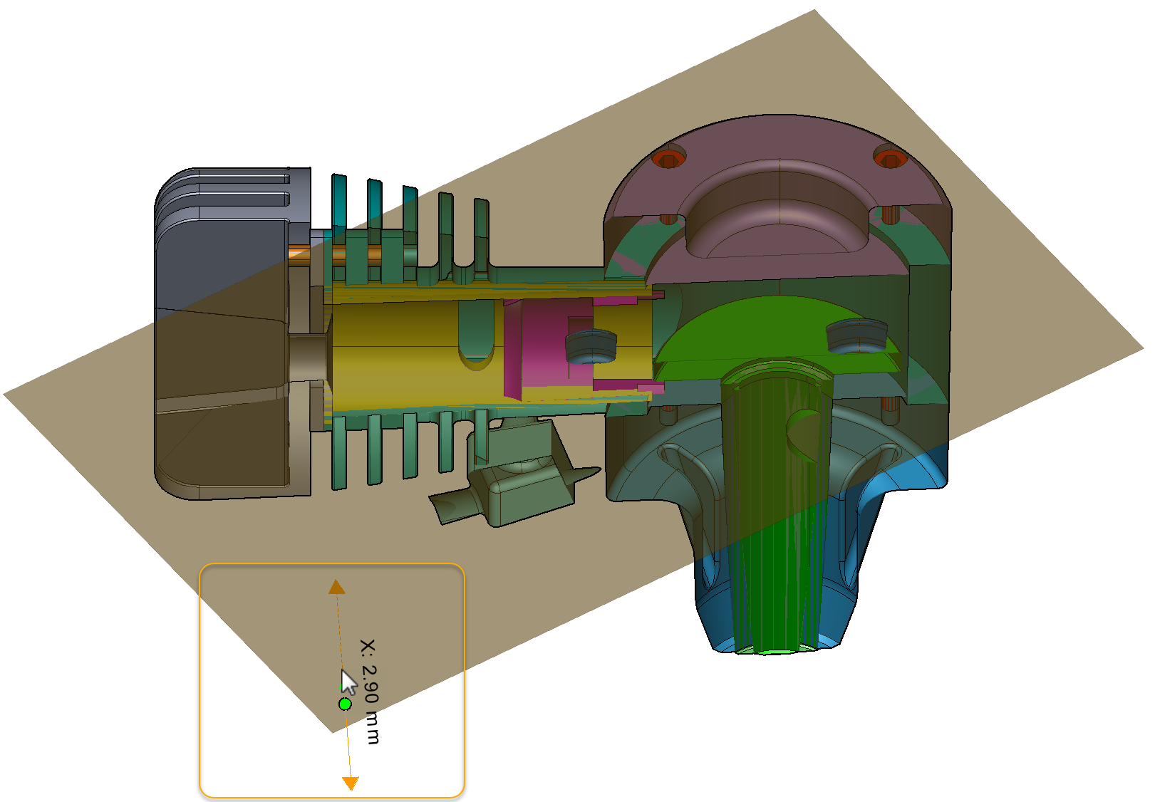 Mouse over inside a cutting plane that you want to shift.