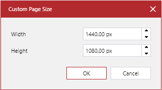 Custom Page Size Pop-up Dialog