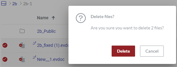 Delete Two Files Pop-up Dialog