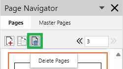 Delete Pages Button on the Page Navigator Toolbar