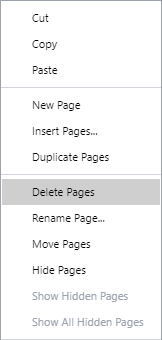 Delete Pages Command from the Page Context-sensitive Menu