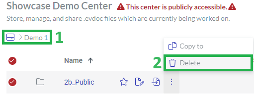 Delete Action Menu Button For Folder