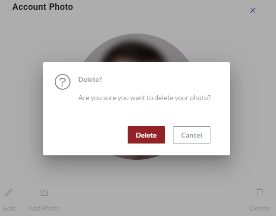 Delete Files Pop-up Dialog for Photo