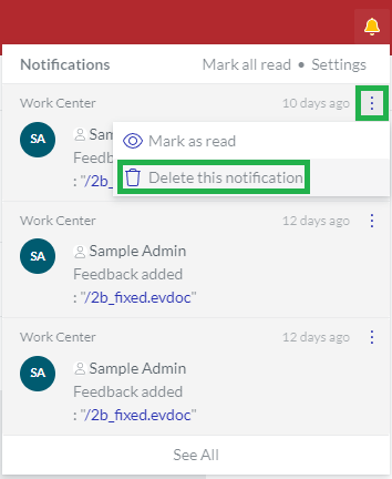 Delete this notification Notifications Menu Button