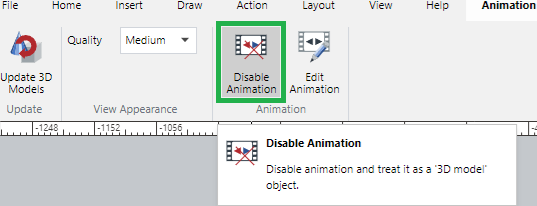 Disable Animation Button in the Animation Panel on the 3D Animation Ribbon Tab