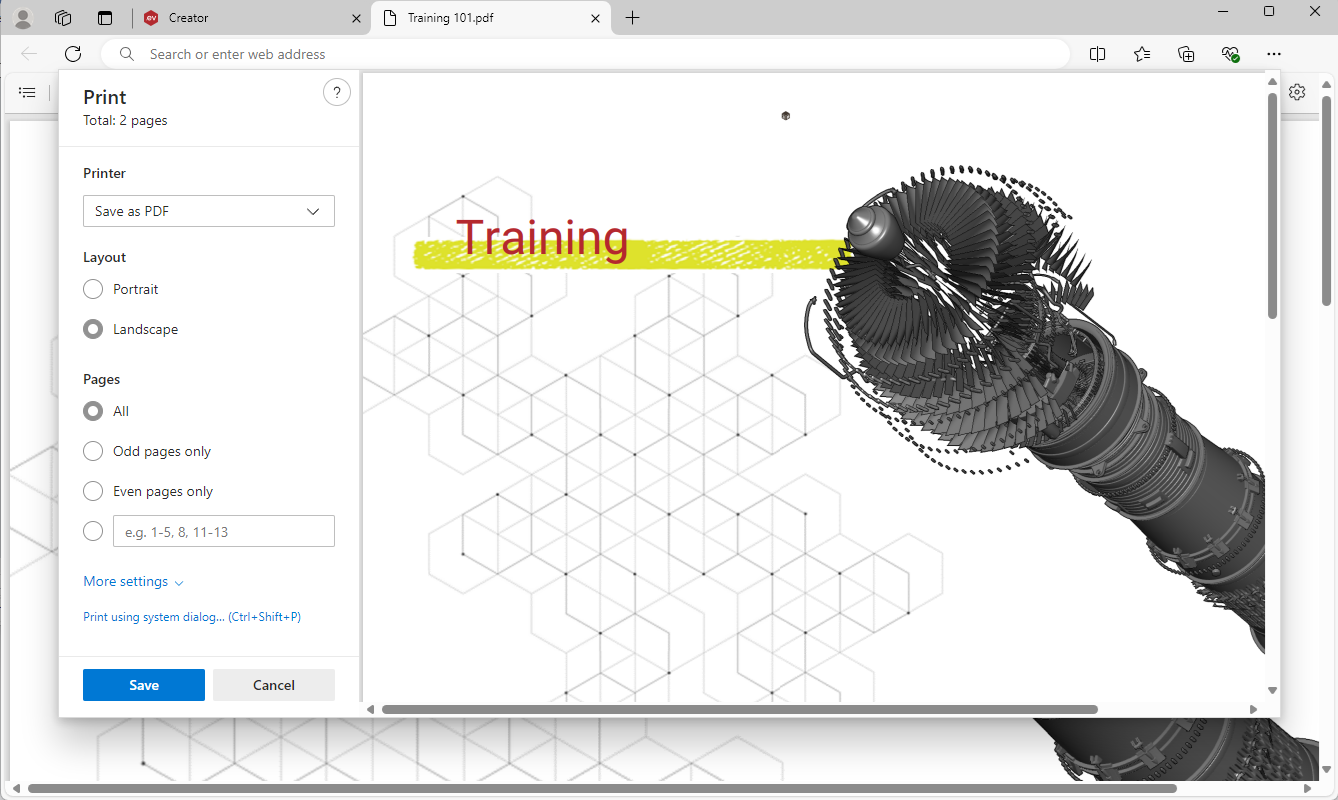 Document in the Print Browser Pop-Up Dialog