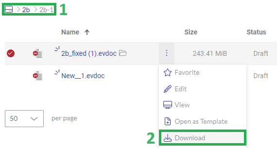 Download File Action Menu Button
