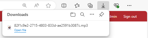 Downloaded Audio File on the Downloads Browser Drop-down List