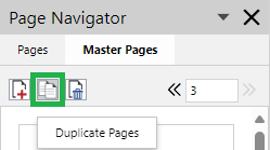 Duplicate Pages Button on the Page Navigator Toolbar for the Master Pages Tab