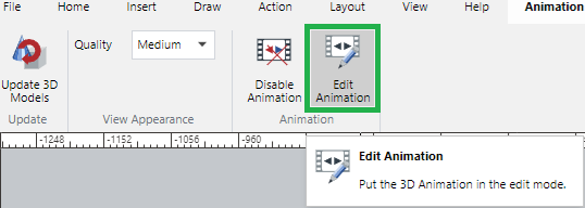 Edit Animation Button in the Animation Panel on the 3D Animation Ribbon Tab