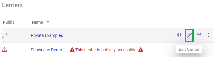 Edit Center Action Menu Button
