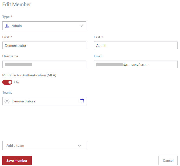 Updated Sample Admin on the Edit Member Page